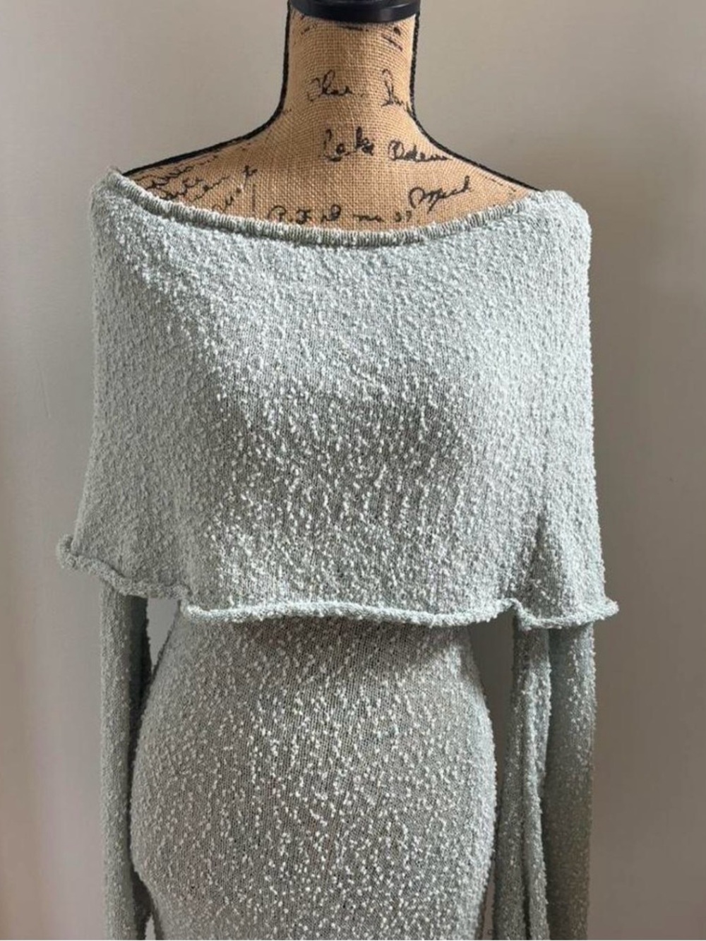 Soft Textured Light Mint Green Women's Knit Dress